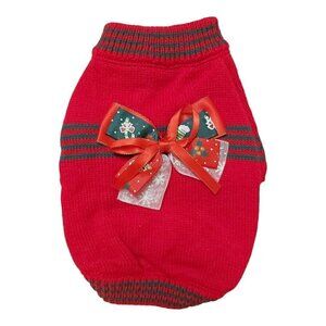 Pet Circle Christmas Bow Decor Dog Sweater – Soft Acrylic Knit Pullover Size S